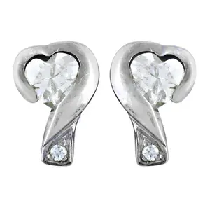 Trendy <b>Silver</b> Heart-Shaped Cubic Zirconia <b>Stud</b> Earrings for Women Cute Hoop Design with Religious and Cute Styles for Parties - Product Image 2