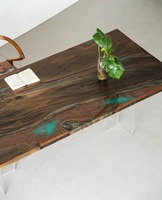 Table à manger en bois vert mat époxy noyer sud-américain bord droit plateau de table en bois arbre singe cosse 2750*1170*50mm