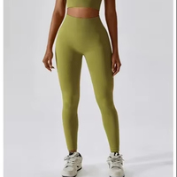 Conjunto Deportivo de Dos Piezas para Mujer, Leggings y Top Corto, Transpirable, de Secado Rápido, Ligero, Antiarrugas, Poliéster/Algodón