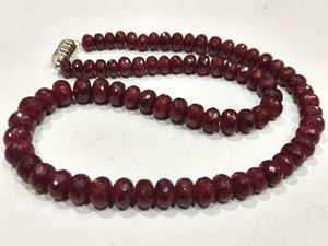 Natural Ruby Corundum Rondelle Faceted High Quality <b>Red</b> 7-9mm <b>Beads</b> Necklace with Magnetic Clasp Adjustable Length - Product Image 2
