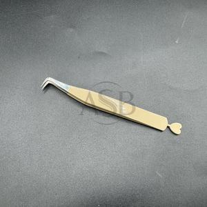 Pince à épiler d'extension de cils en forme de cœur mince et droite avec logo personnalisé brun nu durable en acier inoxydable japonais prise solide - Product Image 3