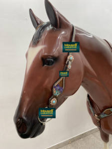 Precio bajo OEM lujo ecuestre caballo occidental Headstall pecho Collar Tack Set mano labrado y pintado personalizado cobre flor Concho - Product Image 4