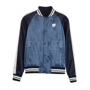 Veste universitaire en satin de style classique, col montant, logo sur le devant, écologique, légère, veste d'hiver pour hommes - Product Image 1