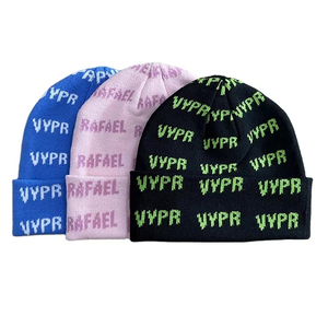 OEM barato con letras Jacquard de punto personalizado su logotipo con puños deportes Jacquard de punto Beanie moda invierno jacquard Beanie - Product Image 5