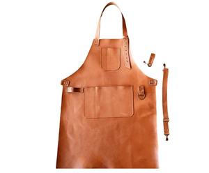 <b>Leather</b> Logo High Quality Adult Size Adjustable Fashion Cross Back <b>Apron</b> With Pockets LPN-0098 - Product Image 6