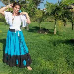 Falda de danza del vientre de algodón de longitud completa de 25 yardas de estilo Tribal egipcio tradicional para mujer, fiesta de noche informal, tamaño libre, discoteca, Reino Unido - Product Image 1