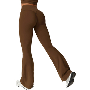 Custom <b>LOW</b> MOQ Nylon Flare Wide Leg Yoga <b>Leggings</b> Women High <b>Waist</b> Gym Sports Flared Yoga Pants - Product Image 2