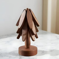 Ensemble de dessous-de-plat et sous-verres en bois de noyer, napperons naturels et accessoires décoratifs de cuisine résistants à la chaleur