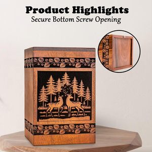 Urnes de cerf en bois pour cendres humaines Urnes de crémation pour hommes adultes, Urne funéraire Urne décorative, Urne funéraire Urne en bois pour cendres humaines - Product Image 2