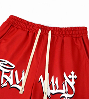 Celana Jogger Pria Ukuran Besar Model Flare, Bahan Katun 100%, Cetak 3D Puff, Kasual, Bernapas, Cepat Kering, Longgar, Dilengkapi Tali Serut, Pakaian Olahraga