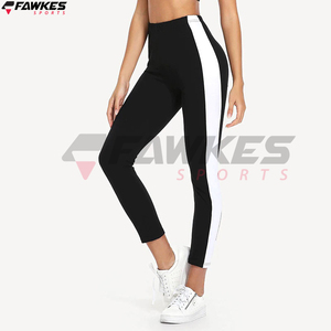 Customized In <b>Black</b> Color Women <b>Leggings</b> Fitness <b>Leggings</b> White Binding High Elastic Workout <b>Leggings</b> - Product Image 5