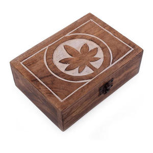 Look classique fleur de Lotus imprimé au Laser conception verrouillable boîte en bois pour bijoux décoratifs boîte de rangement boîte en bois de haute qualité - Product Image 1