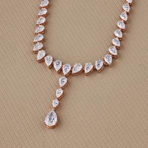 Black Pearl Jewels Designer 14K Gold <b>Tennis</b> <b>Necklace</b> Set 12.79 Ct Lab Grown Pear Cut White Diamonds IGI Certified Trendy 16 Inch - Product Image 3