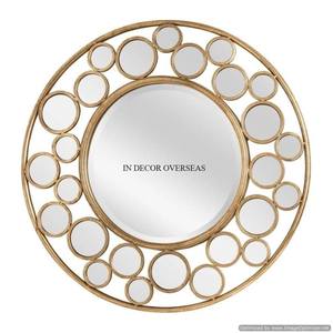Vintage Rustic Art Designer High Grade Gold Plated Prime Quality <b>Metal</b> <b>Framed</b> Oval Shape Attractive Look Wall Mirror From India - Product Image 3