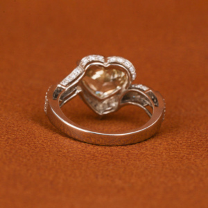 Luxurious Lab Grown Diamond Yellow <b>Heart</b> <b>Shape</b> Cut Ring 18KT Solid Gold Plating Engagement Ring Girls Birthday Gift Ring - Product Image 5