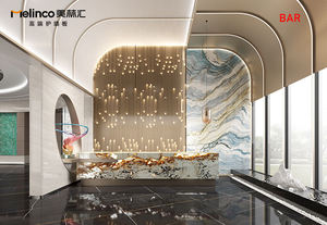 Pannelli Murali Grigliati in WPC Ignifughi e Resistenti all'Umidità Melinco per Decorazione di Interni di Ville e Hotel, Pannelli per Pareti Soggiorno - Product Image 4