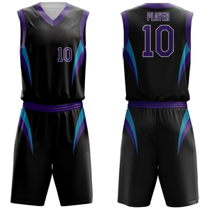 Ensemble d'uniformes de basket-ball grande taille respirants en polyester 100% maillot et short d'équipe personnalisés avec conception à col rond séchage rapide - Product Image 1