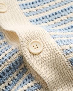 Men's Autumn High Quality <b>Short</b>-<b>Sleeve</b> Striped Cotton Knit <b>Sweatshirt</b> Loose Fit Embroidered Collar Custom Private Logo Heavy - Product Image 4