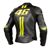 Jaket Motor Musim Dingin VR46 Unisex Slim dari Kulit PU dengan Kerah Tegak, Tahan Angin, dan Penutup Ritsleting