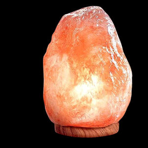 OEM Carved Natural Himalayan Salt <b>Lamps</b> 1-2 KG White Pink Waterproof with <b>Wooden</b> <b>Base</b> Holiday Wedding Decor - Product Image 6
