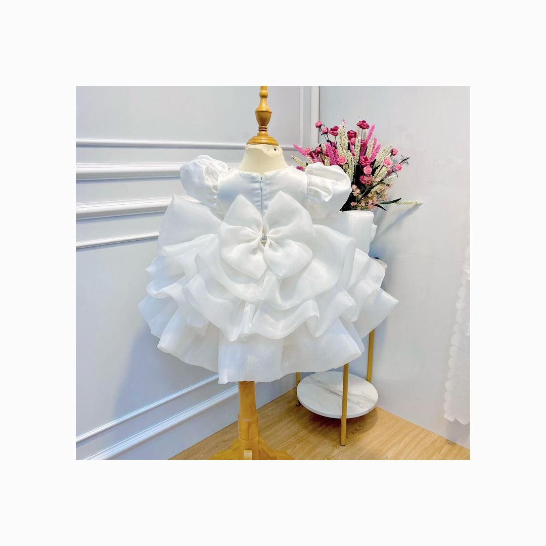 Disney Princess White Dress High Quality Kids Gown