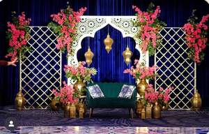 Moroccan Traditional Luxury Fiber Laser Cut Panels Customized Wedding Backdrop Frames for <b>Mehndi</b> Sangeet Events Factory Sale - Product Image 2