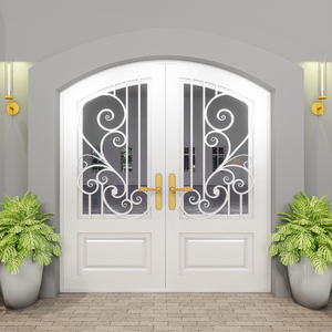 Porte d'entrée avant intelligente en acier avec grille en fer forgé, système de verrouillage de sécurité et design moderne pour la maison ou le garage - Product Image 6