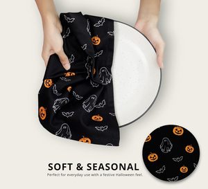 Serviettes de cuisine design fantôme Halloween 16x28 pouces 100% coton réutilisables et absorbantes pour le nettoyage et le séchage des mains et de la vaisselle - Product Image 6