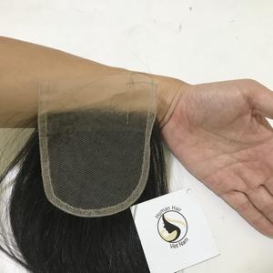 Extension de cheveux humains vierges à Double dessin, cuticules alignées, noir, naturel, lisse, taille 4x4, Swiss HD, fermeture en dentelle, cheveux indiens crus - Product Image 2