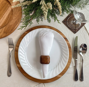 Placa de cargador de madera Bandeja de té clásica impresa en negro Accesorios de ceremonia Placa de cargador de servicio de madera Mejor precio - Product Image 3