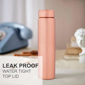 550ml Slim Ayurvedic Copper <b>Water</b> <b>Bottle</b> 100% Pure Copper Good Health Benefits Drinkware Pack of 6 - Product Image 3