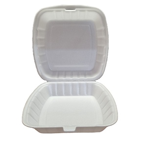 Precio de fábrica, contenedor de comida de espuma PS de 9x9 pulgadas con tapa, fiambrera/comida rápida/hamburguesa desechable para llevar, la mayoría de los vendidos - Product Image 1