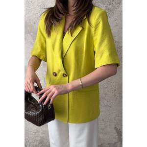Olive 2-Button <b>Short</b>-<b>Sleeve</b> <b>Jacket</b> - Olive - Product Image 3