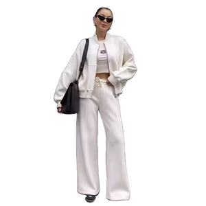 ชุดวอร์ม2ชิ้นสำหรับทั้งชายและหญิงชุดวอร์มมีฮู้ดชุดวิ่งมีซิปและกางเกงทรงถุงโลโก้ตามสั่ง - Product Image 1