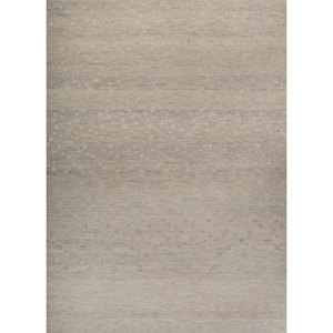 Tapis en laine et soie noué à la main Manchaha Lub-6552 bleu, motif rayé, tapis rectangulaire pour la maison, salon, chambre, couloir - Product Image 3