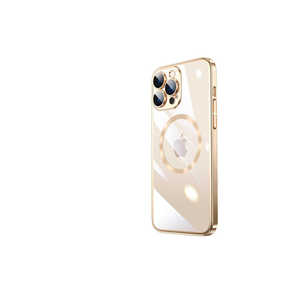 Coque de téléphone en PC rigide dorée de luxe Netzy pour iPhone 14 Pro, compatible avec la charge sans fil MagSafe, avec protection anti-traces de doigts - Product Image 1