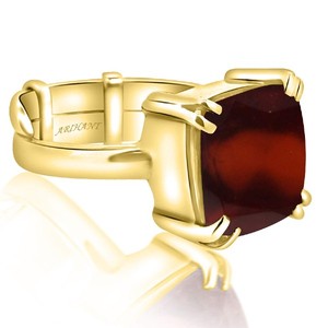 Gema de Granate Hessonita Gomed de 3.25 Quilates, Natural y Certificada, Ajustable, con Corte Cojín Panchdhatu, Regalo Astrológico - Product Image 2