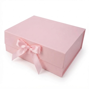 Caja de Regalo Rígida Magnética con Lazo de Satén Rosa Personalizado Premium, Caja Plegable para Empaque de Ropa, Venta al Por Mayor - Product Image 1