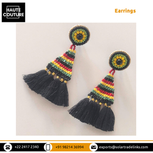 Enormes pendientes de borlas de cuentas de tubo de Dana hechos a mano para mujer adecuados para ropa de playa de fiesta informal - Product Image 5