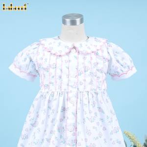 Plain <b>Dress</b> <b>White</b> Neck Pink Floral for <b>Girl</b> OEM ODM Wholesale <b>Girl</b> Clothings <b>Dress</b> for <b>Girls</b> - BB3305 - Product Image 1
