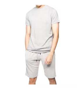 ชุดกางเกงขาสั้นระบายอากาศลำลองสำหรับผู้ชายชุดเสื้อผ้า2ชิ้นสำหรับฤดูร้อนใหม่ชุดเสื้อยืดแขนสั้นผ้าฝ้ายสีพื้น - Product Image 4