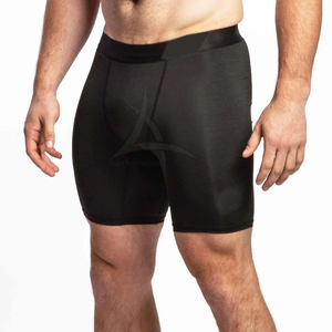 Lightweight Solid Casual Mid Waist Quick Dry Spandex/Polyester <b>Men</b> <b>Compression</b> <b>Shorts</b> Comfortable Elastic Waist - Product Image 1