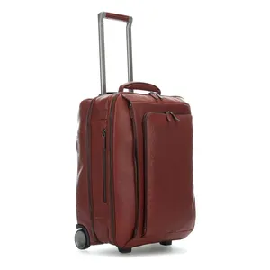 럭셔리 클래식 디자인 브라운 컬러 정품 가죽 트롤리 가방 도매 가격 여행 수하물 가죽 트롤리 가방 가족