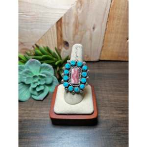 Navajo-<b>Crafted</b> Multi-Stone & Sterling Silver Ring Size 8 Cultural Collectible Jewelry - Product Image 1