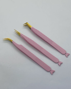 Pinzas para pestañas de cuento de mariposa, acero inoxidable, calidad fina, rectas y curvas, pinzas para pestañas, suministros para extensiones de pestañas - Product Image 1