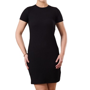 Vestido de punto ajustado de manga corta acanalado más vendido, minivestido de punto ajustado, suministro al por mayor - Product Image 1