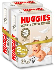 Couches pour bébé avec absorption supplémentaire Huggies Extra Care Garde bébé au sec et confortable toute la journée - Product Image 1