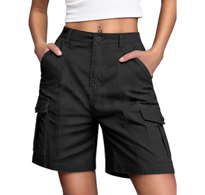 Bermuda <b>Cargo</b> <b>Shorts</b> for <b>Women</b> <b>Knee</b> <b>Length</b> 6 Pockets Elastic Waist Long Jorts for Summer Casual - Product Image 1