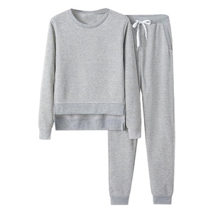 Women Casual Tracksuit <b>Set</b> Two Piece Crop <b>Top</b> & Pants Solid Sport Sweatshirt <b>Trousers</b> <b>Set</b> Custom OEM - Product Image 2