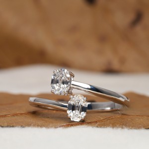 Precio al por mayor Octagon Cut Lab Diamond Ring Jewelry Custom Solid Gold Open Cuff Lab-grown Diamonds Toi Et Moi Ring Cvd Igi - Product Image 1